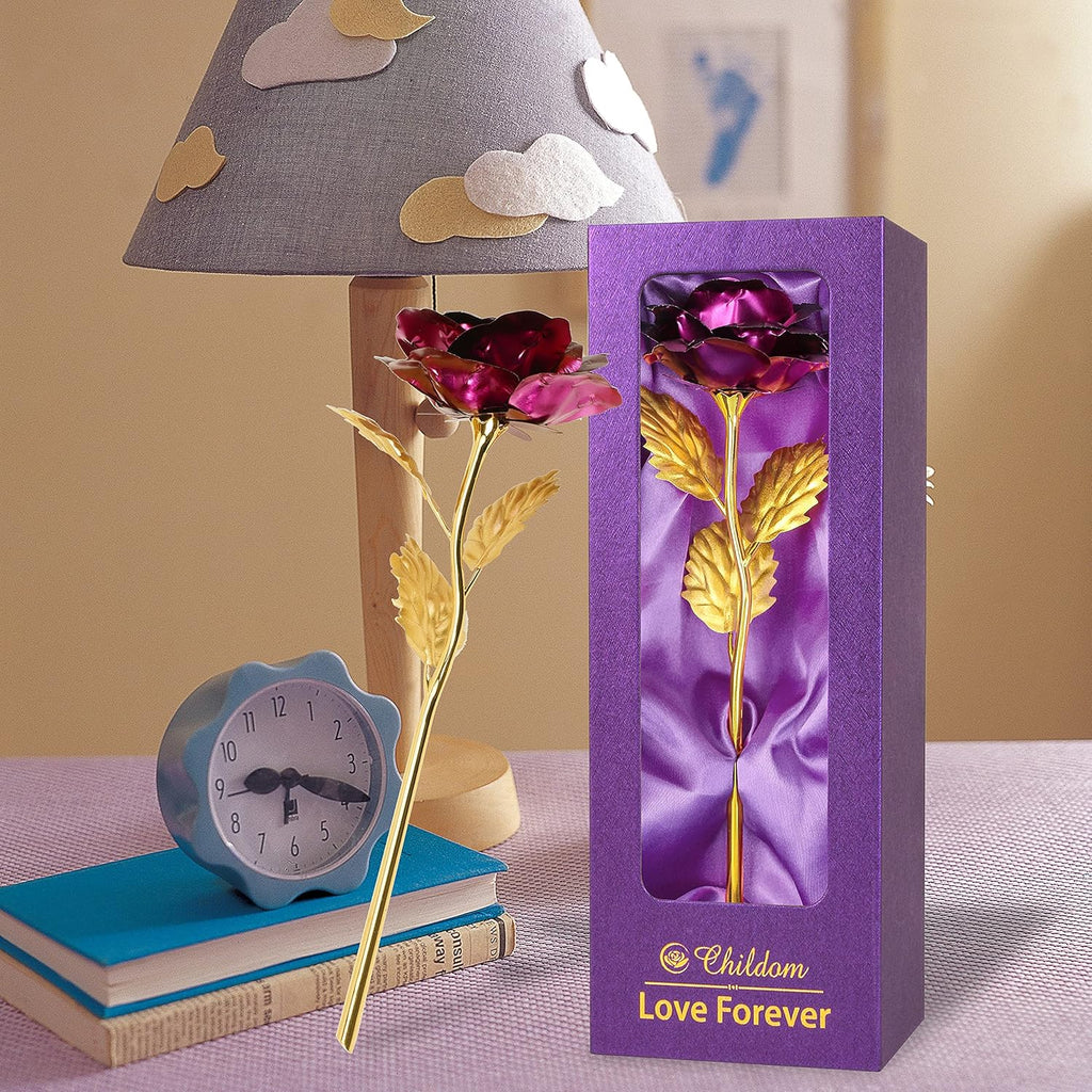 Birthday Gifts for Women,Christmas Rose Gifts for Mom,Purple Rose Present for Her,Wife,Sweet Artificial Flower for Grandma,Daughter,Women,Christmas,Birthday,Anniversary,Valentines,Mothers Day