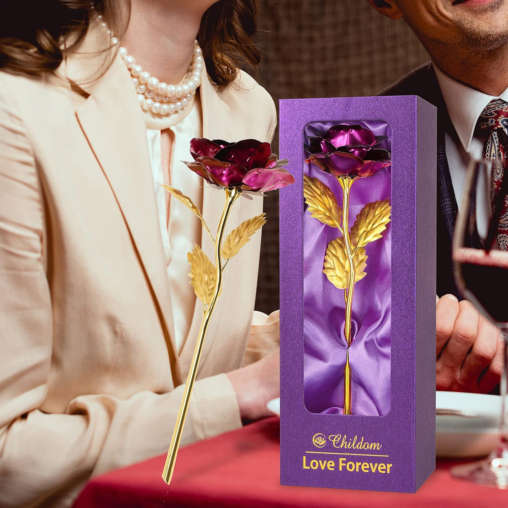 Birthday Gifts for Women,Christmas Rose Gifts for Mom,Purple Rose Present for Her,Wife,Sweet Artificial Flower for Grandma,Daughter,Women,Christmas,Birthday,Anniversary,Valentines,Mothers Day