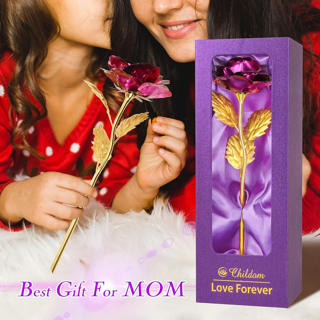 Birthday Gifts for Women,Christmas Rose Gifts for Mom,Purple Rose Present for Her,Wife,Sweet Artificial Flower for Grandma,Daughter,Women,Christmas,Birthday,Anniversary,Valentines,Mothers Day