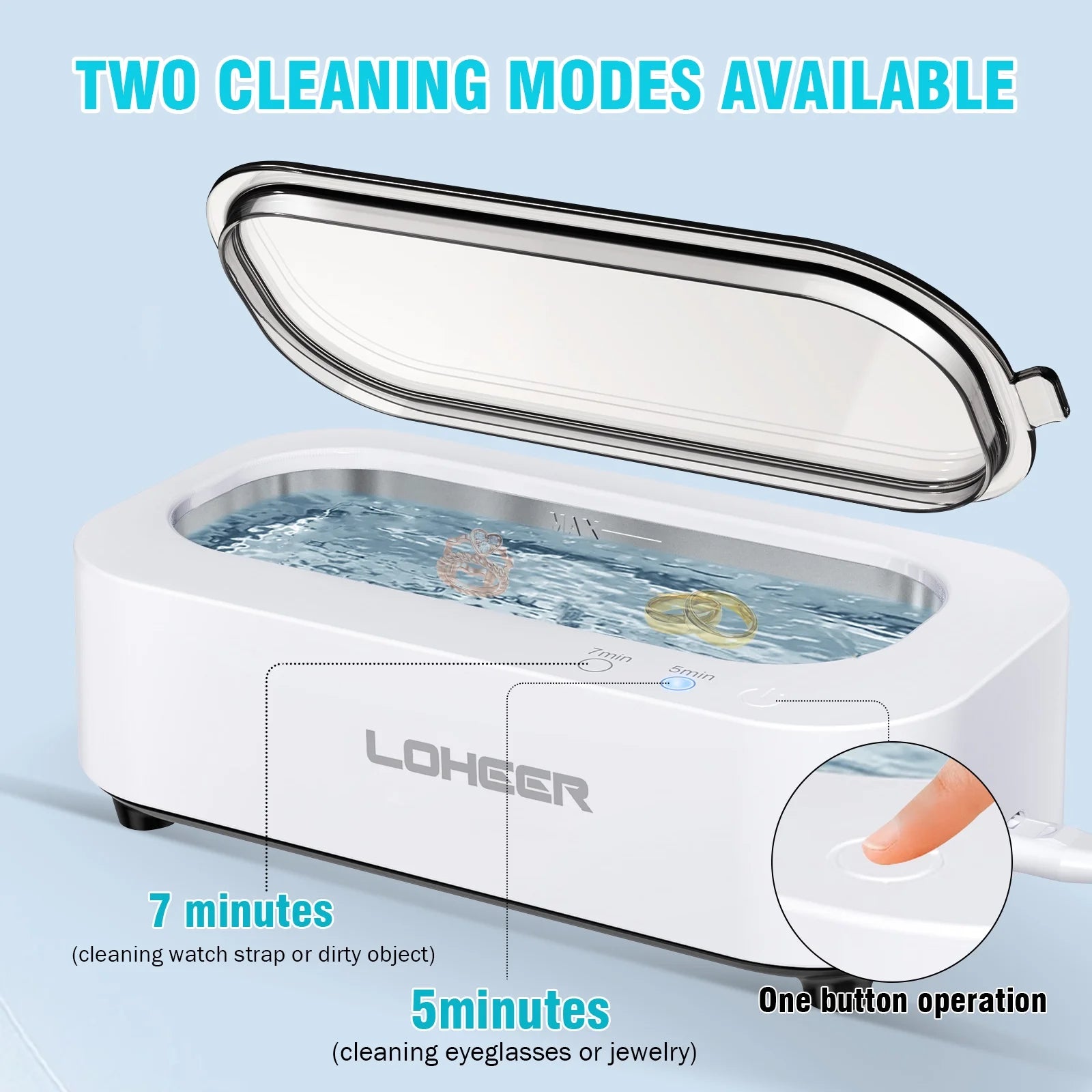 Ultrasonic Jewelry Cleaner, 12Oz 48Khz Ultrasonic Cleaner for Rings, Glasses, Jewelry