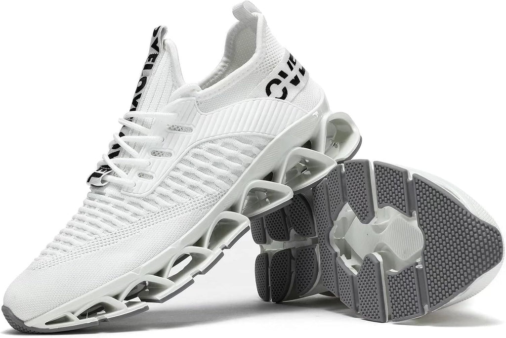 Mens Slip on Running Walking Shoes Blade Tennis Casual Fashion Sneakers Comfort Non Slip Work Sport Athletic Trainer White US 12