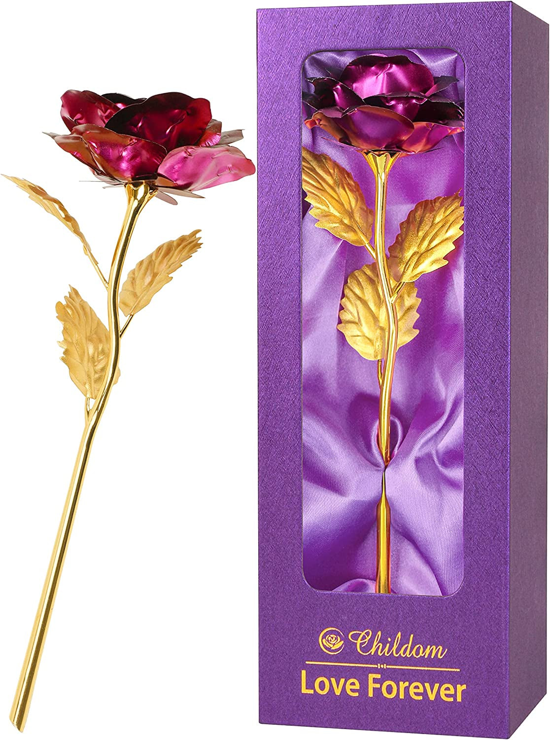 Birthday Gifts for Women,Christmas Rose Gifts for Mom,Purple Rose Present for Her,Wife,Sweet Artificial Flower for Grandma,Daughter,Women,Christmas,Birthday,Anniversary,Valentines,Mothers Day