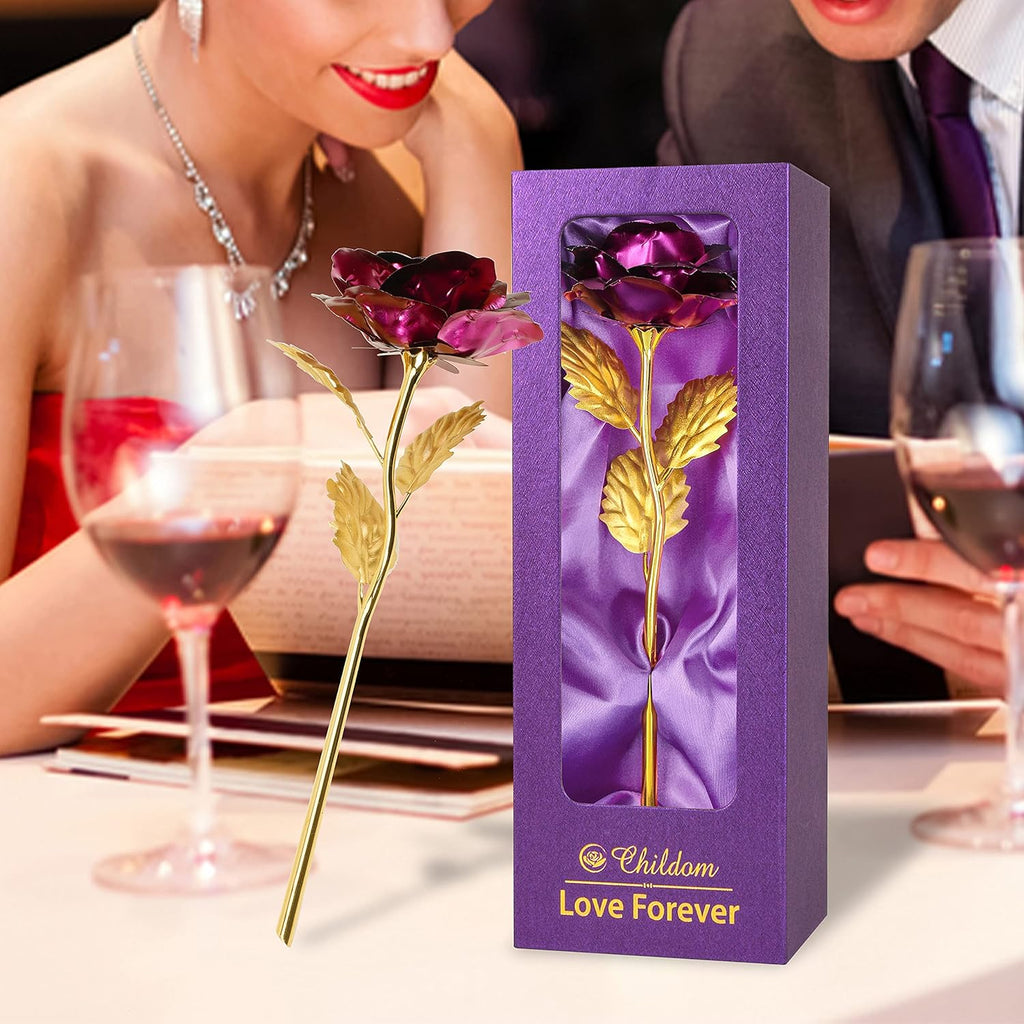 Birthday Gifts for Women,Christmas Rose Gifts for Mom,Purple Rose Present for Her,Wife,Sweet Artificial Flower for Grandma,Daughter,Women,Christmas,Birthday,Anniversary,Valentines,Mothers Day