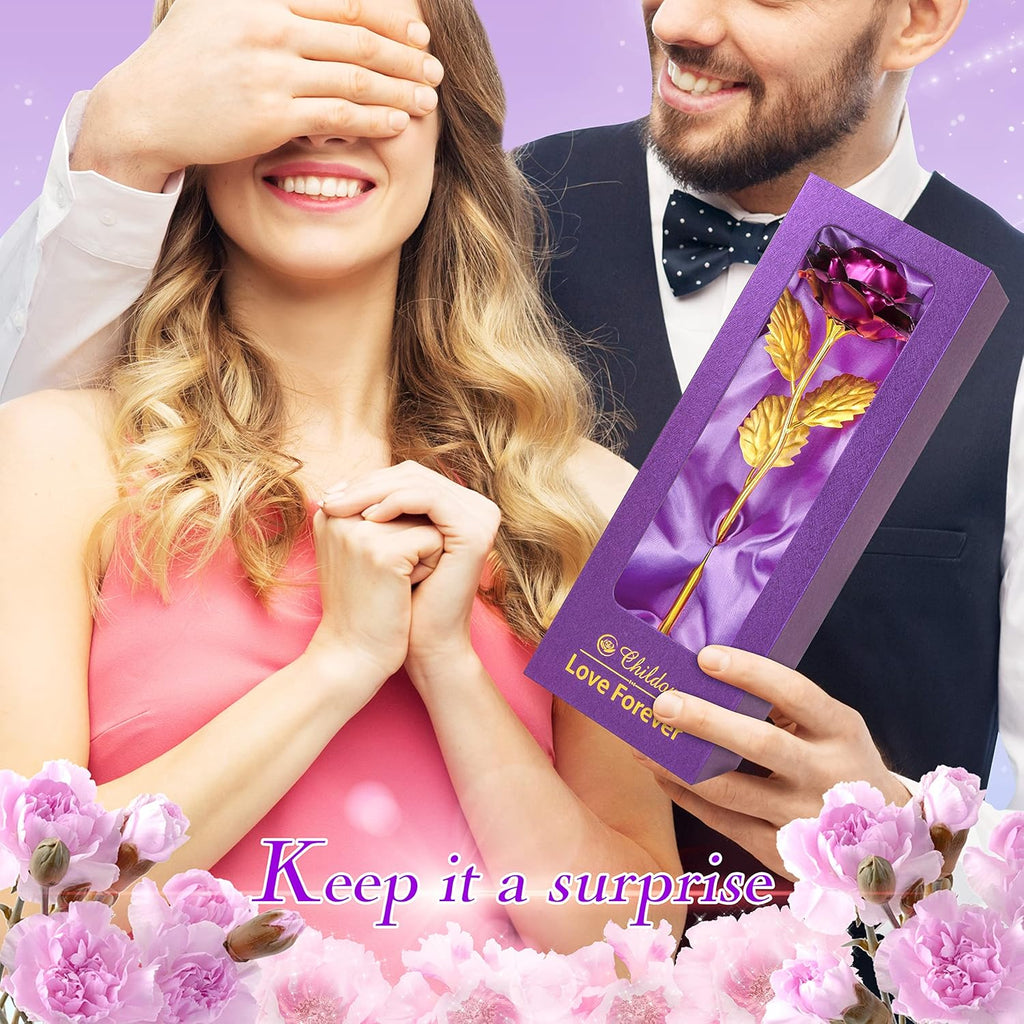 Birthday Gifts for Women,Christmas Rose Gifts for Mom,Purple Rose Present for Her,Wife,Sweet Artificial Flower for Grandma,Daughter,Women,Christmas,Birthday,Anniversary,Valentines,Mothers Day