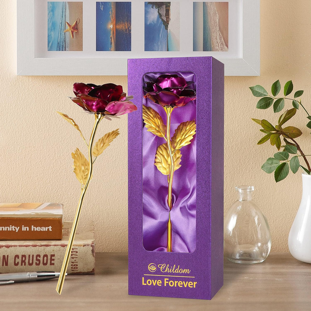 Birthday Gifts for Women,Christmas Rose Gifts for Mom,Purple Rose Present for Her,Wife,Sweet Artificial Flower for Grandma,Daughter,Women,Christmas,Birthday,Anniversary,Valentines,Mothers Day