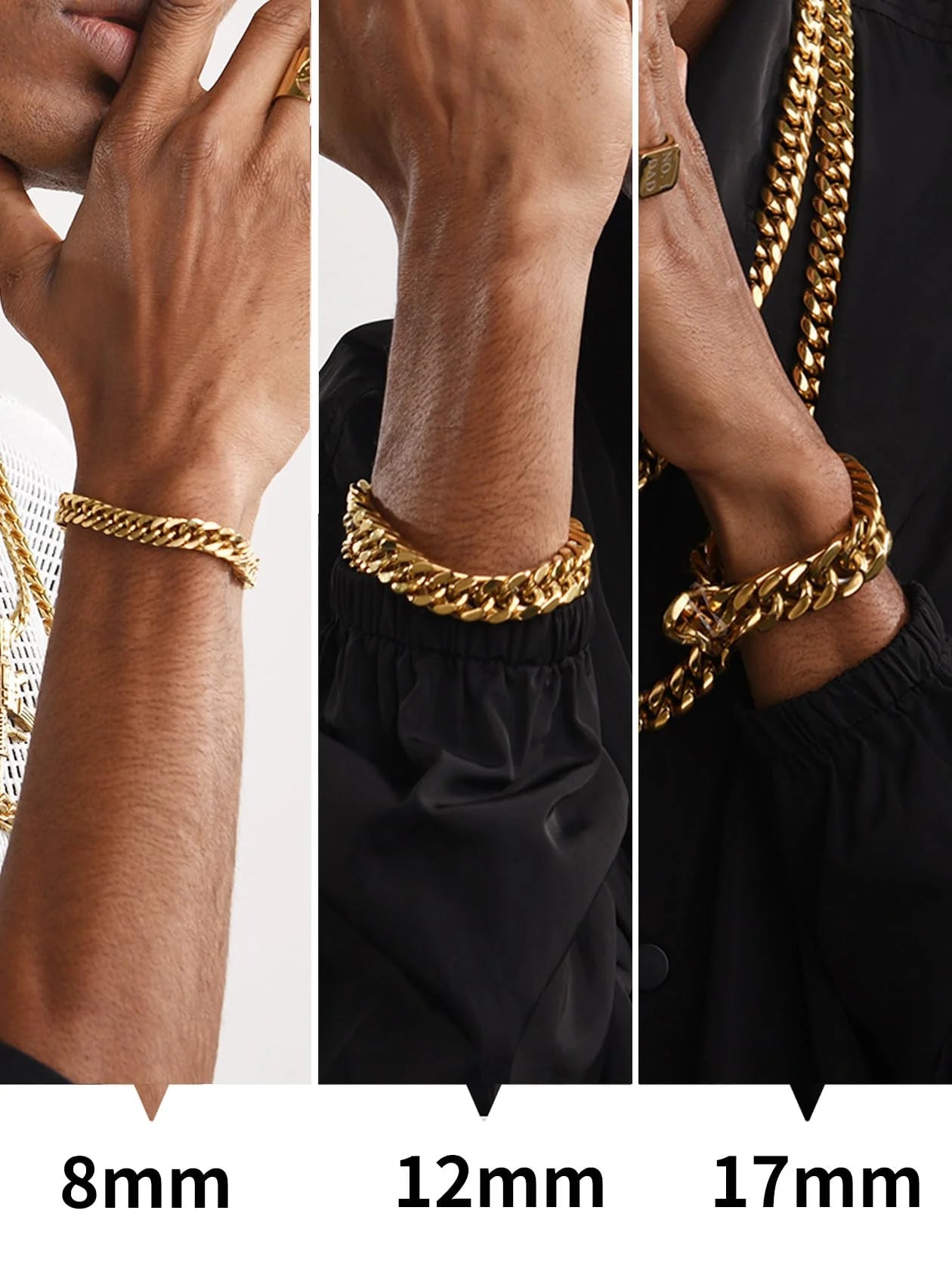 Men Stainless Steel 17Mm Cuban Chain Bracelets Hip Pop Chunky Franco Gold Plated Chain Bracelet 7.5 Inch Chains Jewelry Birthday Graduation Father'S Day Gifts