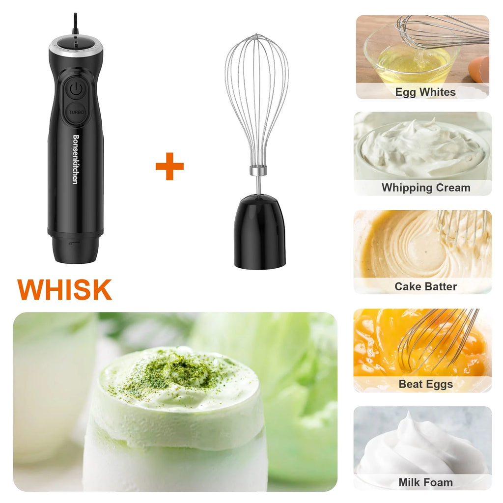 3 in 1 Immersion Blender with Egg Whisk & 700Ml Measuring Cup, 12 Speed Hand Blender
